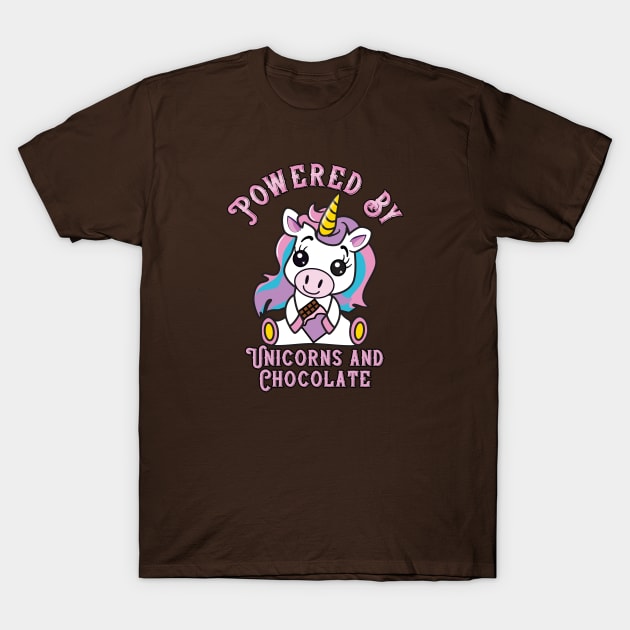 Powered by Unicorns and Chocolate T-Shirt by JAC3D